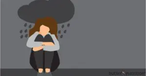 cartoon of woman under rain cloud