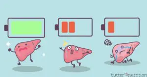 cartoon image of a hurt crying liver that is out of batteries