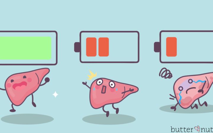 cartoon image of a hurt crying liver that is out of batteries