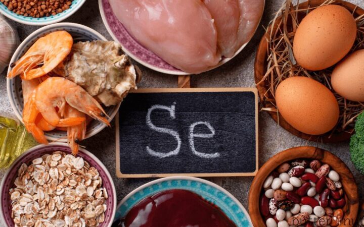 image of foods high in selenium, including beans, eggs, poultry, shrimp and oats